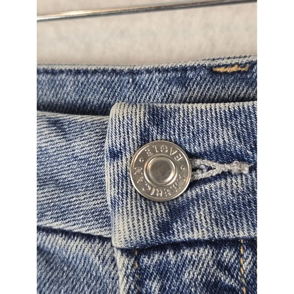 American Eagle Curvy Mom Jeans Size 12 Distressed High Waisted Stretch Denim